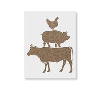 Cow Pig Chicken Stencil - Craft Airbrush Painting Wall Art Decor DIY Template 7.5 Mil Mylar Plastic Reusable