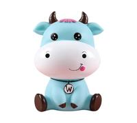 Cow Piggy Bank for Boys Girls, Piggy Banks for Adults, Cute Cow Banks Big Eyes Brown Blue Coin Bank for Birthday Gifts (D)