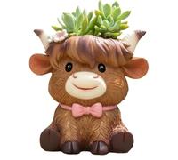 Cow Planter Pot - Cute Mini Resin Flower Pot with Drainage, Decorative Cow Plant Holder, Home Garden Decor | Planter for Windowsill, Desk, Balcony, Patio, Indoor, Outdoor, Backyard,