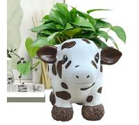 Cow Planter Pot - Highland Cow Resin Flowerpot, 4-Inch Planter | Funny Decorative Pot, Plateau Yak Storage Container, Outdoor and Indoor Planter for Backyard, Balcony, Garden Decor