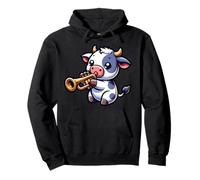 Cow Playing Trumpet Cute Musical Fun Jazz Pullover Hoodie