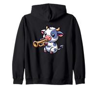 Cow Playing Trumpet Cute Musical Fun Jazz Zip Hoodie