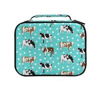 Cow Polka Dots Green Background Colored Pencil Bag Large Capacity Pencil Case for Colouring Pencils Pen Bag Marker Organizer