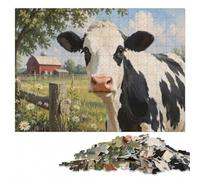 Cow Portrait Painting Colourful Wooden Jigsaw Puzzle 500 Pieces for Adults | During puzzle time: Jigsaw Puzzle: quiet indoor hobby for adults on quiet evenings.