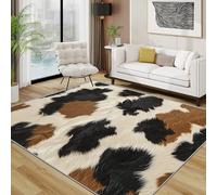 Cow Print Area Rugs for Living Room 120x180 - Western Cowhide Animal Print Rug for Bedroom, Rustic Non Slip Washable Short Pile Carpet, Cow Print House Decor