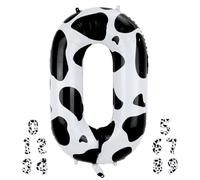 Cow Print Balloon, 40in Large Cow Print Number Balloons Black And White Cow Print Birthday Celebration Balloons for Cow Print for Cowgirl Theme Party Decorations Supplies(Number 0)