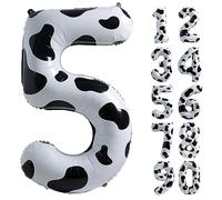 Cow Print Balloon Birthday Decorations Supplies,40 inch Number 5 Balloon | Cowgirl Theme Number Balloons for 5th Birthday Party | Farm Barn Decor for kids
