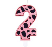 Cow Print Birthday Candles, Pink Cow 2nd Birthday Number Candles, Pink Number 2 Candle for Cake, Girls Boys 2nd Birthday Decorations, Cow Happy Birthday Candles, Farm Animals Theme Party Decorations