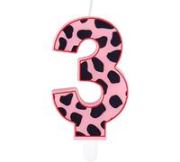 Cow Print Birthday Candles, Pink Cow 3rd Birthday Number Candles, Pink Number 3 Candle for Cake, Girls Boys 3rd Birthday Decorations, Cow Happy Birthday Candles, Farm Animals Theme Party Decorations