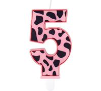 Cow Print Birthday Candles, Pink Cow 5th Birthday Number Candles, Pink Number 5 Candle for Cake, Girls Boys 5th Birthday Decorations, Cow Happy Birthday Candles, Farm Animals Theme Party Decorations