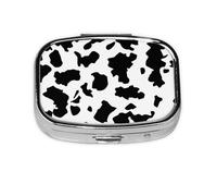 Cow Print Black & White,Meta Pill Box 2 Compartment Medicine Case,Portable Organizer,Rectangle Meta Portable Organizer Pill Box 1722 Compartment Medicine Case