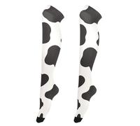Cow Print Black White Thigh High Socks for Tall Women Retro Style Over The Knees Socks for Working Women 80s leg warmers for women for Halloween medias nylon para mujer 1 pair