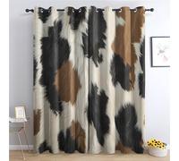 Cow Print Blackout Curtains for Bedroom living Room, Farmhouse Rustic Vintage Curtains 90x90, 90 Inch Drop Curtains 2 Panels Set, Thermal Eyelet Drapes Decorative Patterned Window Treatments (Kl-&81)