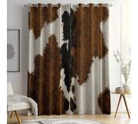 Cow Print Blackout Curtains W 46" x L 72" (2 Panels), Brown White Cowhide Pattern Thermal Eyelet Curtains, Room Darkening Noise Reducing Window Drapes for Bedroom Living Room Farmhouse Decor