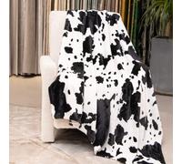 Cow Print Blanket Black & White - 50"x60" Plush Soft Fuzzy Fleece Throw for Adults Kids, All-Season Lightweight Bedding Decor, Gift for Cow Lovers Birthday