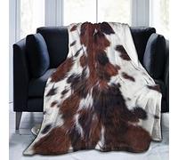 Cow Print Blanket, Fleece Cow Blanket for Adult Kid, Soft Brown Cow Throw Blanket Cowhide Flannel Blankets for Couch Sofa Bed 40"x50"