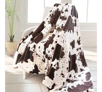 Cow Print Blanket Soft Flannel Cozy Cute Warm Plush Lightweight Throw Blanket for Couch Sofa Bed All-Season Cow Fleece Throws for Adults Kids Boys Teens Gifts 50"x60"