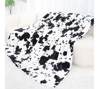 Cow Print Blanket Twin Size - 300GSM Lightweight Plush Blankets and Throws Blanket Fuzzy Cozy Soft Fleece Cow Print Blankets for Couch, Sofa, Bed, Travel, Camping, (60x80 in)