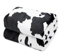 Cow Print Blanket Warm Plush Cute Black Throw Soft Fleece Flannel Lightweight for Sofa Couch Bed Travel Room Decor Kids Teens Adults 40x50 Inch