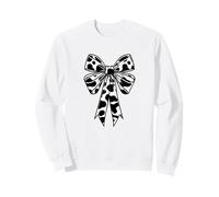 Cow Print Bow Black Cowhide Girly Coquette Aesthetic Sweatshirt