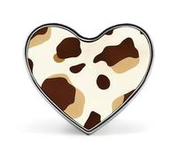 Cow Print Brown Brooch Pins Heart Badge Button Tie Lapel Backpack Pin Decoration for Women Men