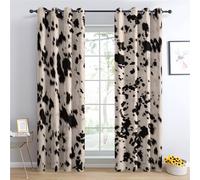 Cow Print Curtains 137cm Drop, Cowhide Animal Cow Skin Western Farmhouse Patterned Blackout Curtains for Bedroom, Living Room Decor, Soft Thermal Insulated Eyelet Drapes for Windows - 2 Panels