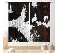 Cow Print Curtains, Rustic Brown Cowhide Cow Printed Pattern Farmhouse Western Blackout Curtains for Bedroom Living Room Kitchen Highland Cow Skin Fur Window Treatments Drapes 2 Panel, 42"x54" Inch