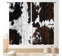Cow Print Curtains, Rustic Brown Cowhide Cow Printed Pattern Farmhouse Western Blackout Curtains for Bedroom Living Room Kitchen Highland Cow Skin Fur Window Treatments Drapes 2 Panel, 42"x54" Inch