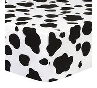 Cow Print Deluxe Flannel Fitted Crib Sheet-Cow Print, Cotton Flannel, Black, White, Fully Elasticized, 10 in Deep Pockets, Fits Standard Crib Mattress 28 in x 52 in