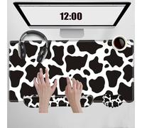 Cow Print Desk Mat On Top of Desks Gaming Mouse Pad and Keyboard Wrist Rest Set Large Mousepad Wrist Support Extended Desk Pad XXL Computer Matt for Desktop Office