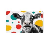 Cow Print Dish Drying Mats For Kitchen Counter, Colorful Dot Absorbent Rubber Dish Drainer Mat, Fun PU Leather Drying Pad For Coffee Bar Protector 12x20 Inch