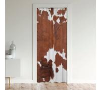 Cow Print Door Curtain, Cowhide Print Blackout Curtain for Door Window Closet Bedroom, Farmhouse Animal Hair Doorway Curtain, Rustic Western Door Drape Room Divider Curtains, Brown White 34"W X 80"L