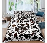 Cow Print Duvet Cover Set Single Size,Brown and White Cow Fur Bedding Set for Kids Boys Teens Adults Room Decor,Farm Animal Print Comforter Cover Cowhide Bedspread with 1 Pillowcase