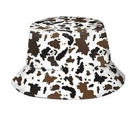 Cow Print Funny Bucket Hats Sun Cap Summer Packable Travel Fisherman Hat for Men and Women, Black, One size