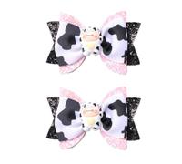Cow Print Hair Bow Clips Handmade Satin Bow Cute Alligator Hair Clips New Year Party Hair Accessories for Toddlers Teens Girls Kids Black Pack of 2