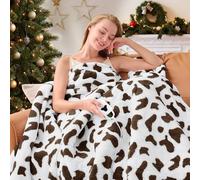Cow Print Heated Electric Blanket Throw,50X60 Brown Heating Blanket with 10 Heats Levels & 8 Hours Auto Off,Cute Cow Decor Stuff Soft Fleece Sherpa Blankets Warmer Gifts for Women Washable,ETL