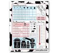Cow Print Kitchen Conversion Chart Magnet - Imperial & Metric to Standard Conversion Chart Magnet - Cooking Measurements for Food - Measuring Weight, Liquid, Temperature - Recipe Baking Cookbook