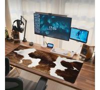 Cow Print Mouse Pad Extended Large Gaming Mousepad XL Big Long Oversized Desk Mat Stitched Edges 31.5 X 11.8 Inch for Home Office Black25