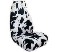 Cow Print Pair of Front Furry Seat Covers For Cars With Head Rests
