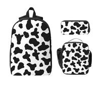 Cow Print Pattern Backpack Set for Girls Boys with Lunch Bag Pencil Case Abstract 3 Pieces School Bags Insulated Lunchbox Gifts for Women Men