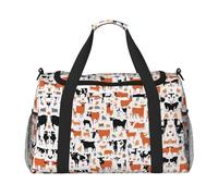 (Cow Print Pattern) Durable Twill Travel Tote Bag Large Capacity Handheld & Crossbody Bag for Weekend Trips,Sports,and Outdoor Activities