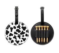 Cow Print Pattern Golf Tee Holder Abstract Leather Golf Tee Organizer Bag for Women Men Water-Resistant Great Gifts for Golfer Lovers