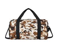 Cow Print Pattern Sport Duffel Bag with Shoes Compartment Overnight Weekender Bags Travel Gym Luggage Organizer for Women Men Kids Girls Boys