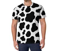 Cow Print Pattern T Shirts Men Graphic Tee Tops 2XL