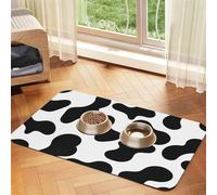 Cow Print Pattern,Waterproof Pet Feeding Mat,PU Leather Placemats for Cat Dog Water Bowl,Food Mats,30x45cm