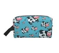 Cow Print Portable Travel Toiletry Storage Bag Large Capacity 600D Polyester Cosmetic Storage Bag
