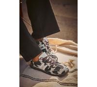 Cow Print Retro Stripe Trainers In Extra Wide EEE Fit Yours Brown 7EEE