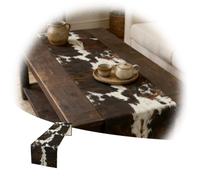 Cow Print Runner Cottage Country Farm Pattern Western Style Black Brown Cowhide Print Dinner Runner For Home Kitchen Dining 061688