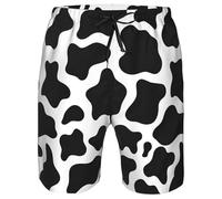 Cow Print Shorts Men Black and White Funny Style Crazy Pajama Beach Party Costume Lightweight Comfortable Soft Cotton Unique Design Eye-catching