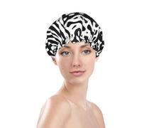 Cow Print Shower Cap, Waterproof Reusable Bath Caps For Women Hair, Double Layers Elastic Shower Hat Hair Protection